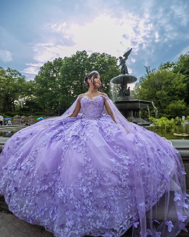 women's cinched-waist dressesMexico Ball Gown Purple Quinceanera Dress 2024 Sequin Beaded Flowers Appliques Sweet 16 Dress Vestidos De 15 Anos