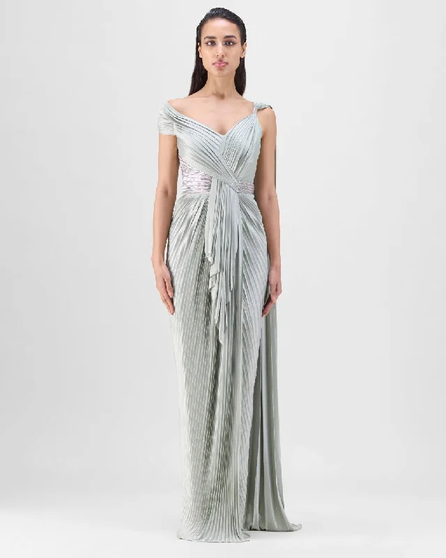 women's cotton dressesSage Mineral Plisse Gown