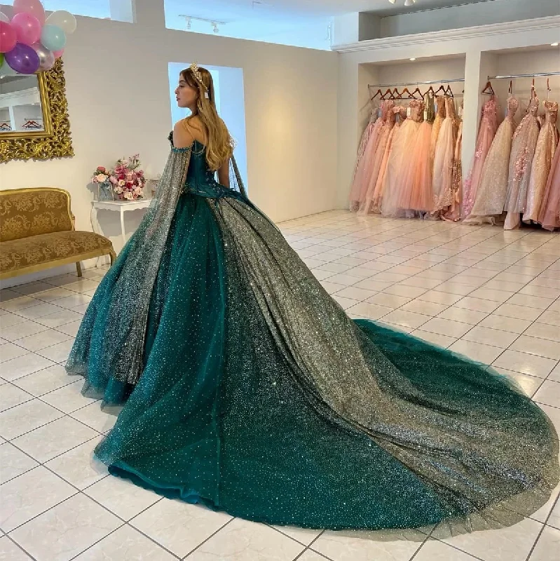 women's bridesmaid dressesTeal Blue Princess Quinceanera Dresses Ball Gown Off The Shouler Sequins Beaded Sweet 16 Dresses 15 Años Mexican